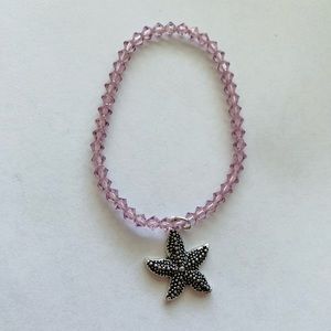 Pink crystal beaded starfish bracelet